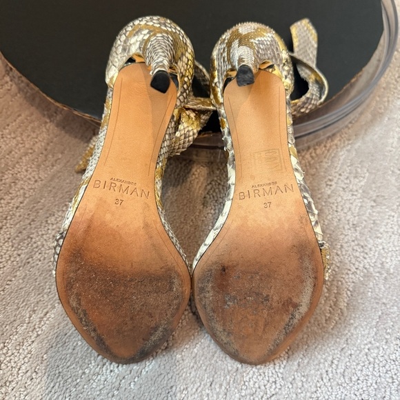Alexandre Birman Clarita Bow Elegant Snakeskin High Heel Sandals Gold & Silver - Picture 8 of 9